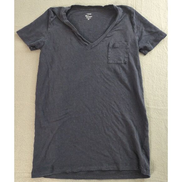 J. Crew Tops - J. Crew Linen V-Neck Pocket T-Shirt Womens Size XS Navy Cottagecore Versatile